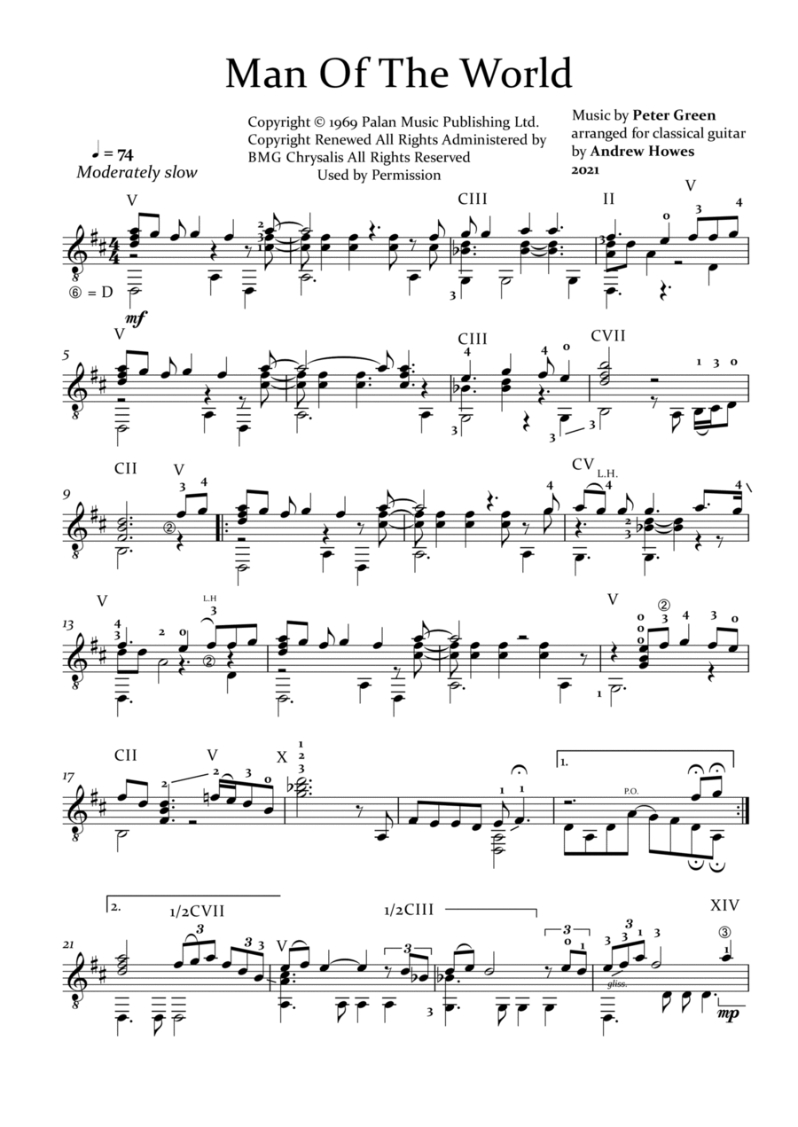 Man Of The World Guitar Solo scores gallery preview page 1
