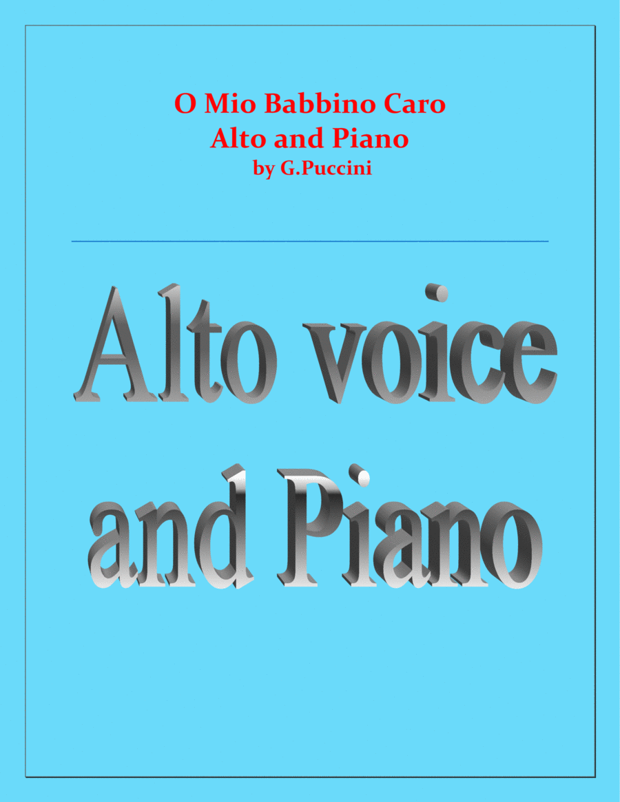 O Mio Babbino Caro - G.Puccini - Alto voice and Piano Alto Voice scores gallery preview page 1