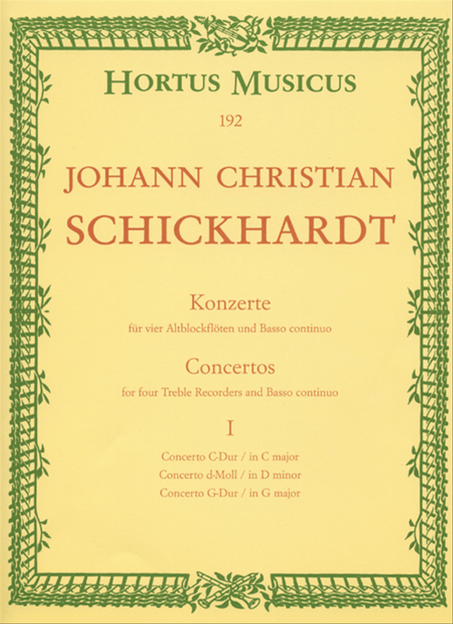 Sechs Konzerte für 4 Altblockflöten und Basso continuo Alto Recorder scores gallery preview page 1