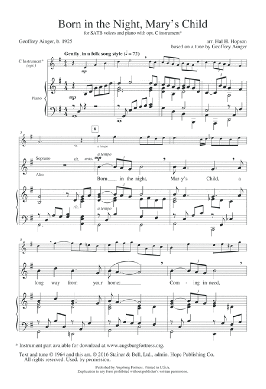 Born in the Night Mary's Child 4-Part scores gallery preview page 3
