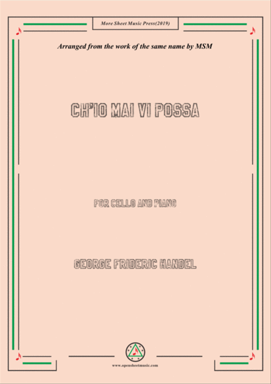 Handel-Ch'io mai vi possa,for Cello and Piano Piano scores gallery preview page 1