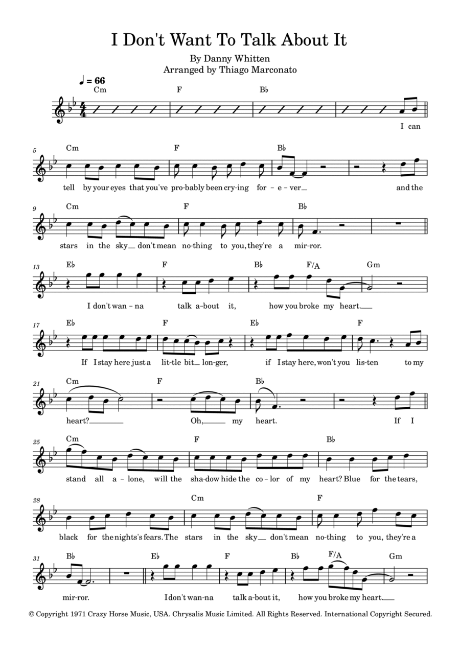 I Don't Want To Talk About It Piano scores gallery preview page 1