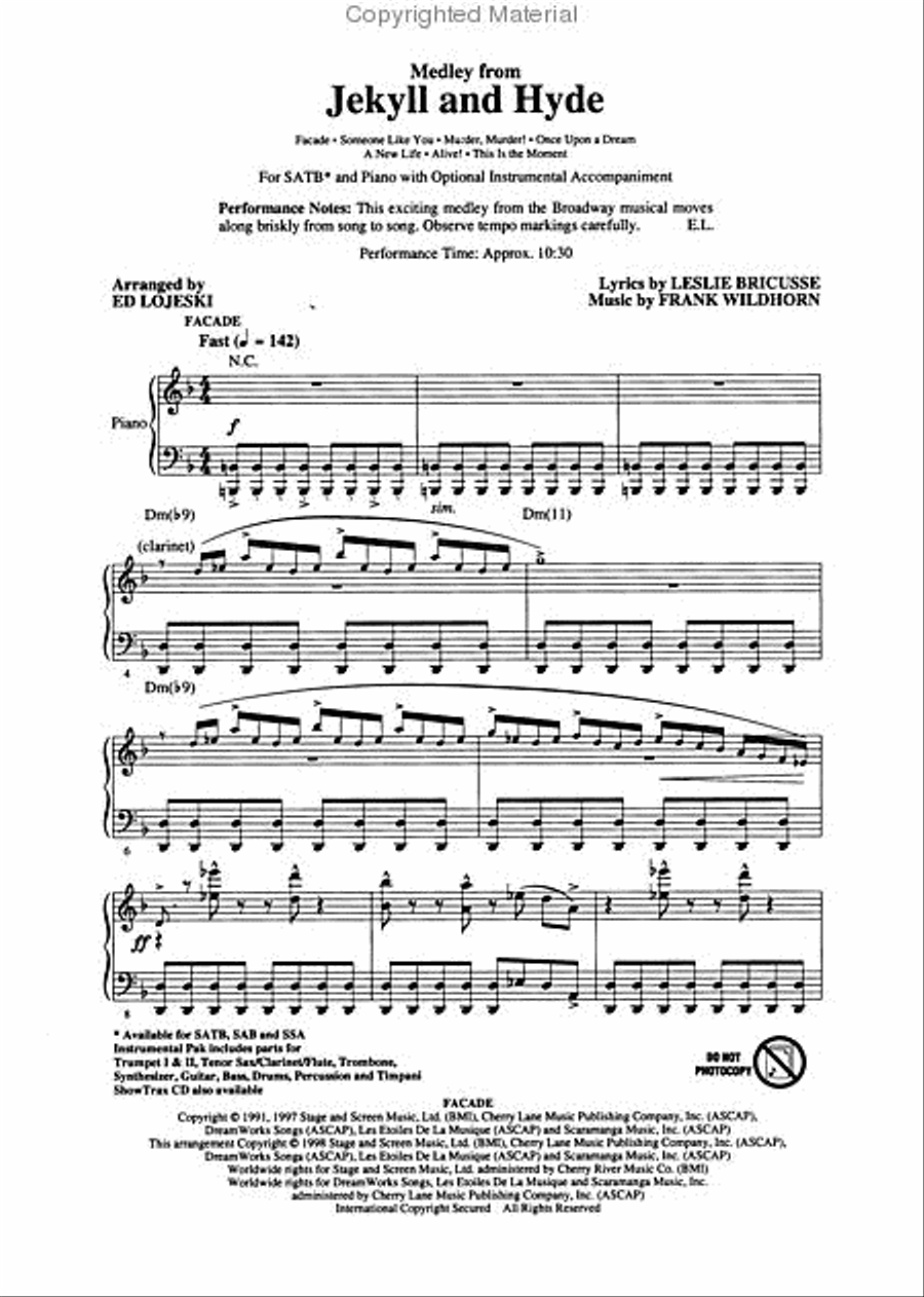 Jekyll & Hyde (Medley) 4-Part scores gallery preview page 2