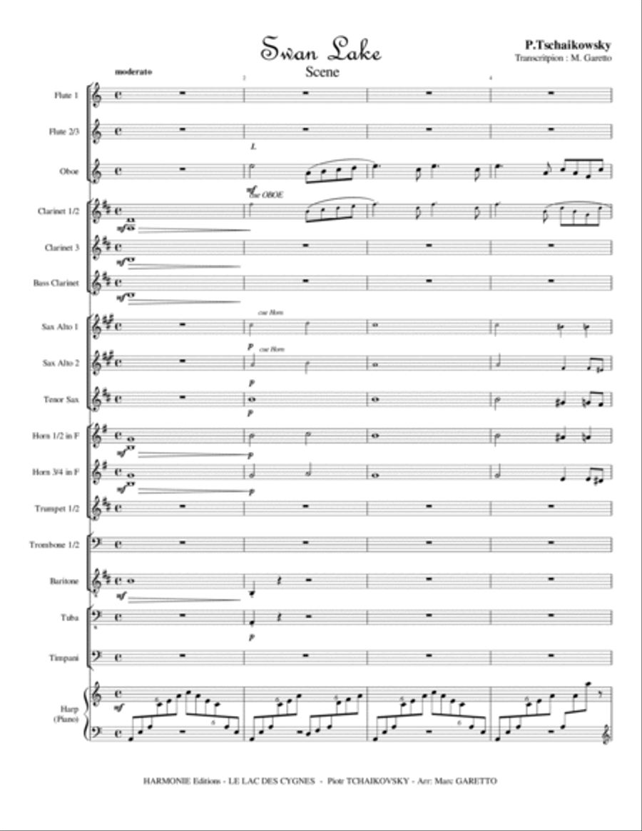 Swan Lake Scene - Le Lac des Cygnes - Piotr Ilitch Tchaïkovski - Black Swan for Concert Band Concert Band scores gallery preview page 2