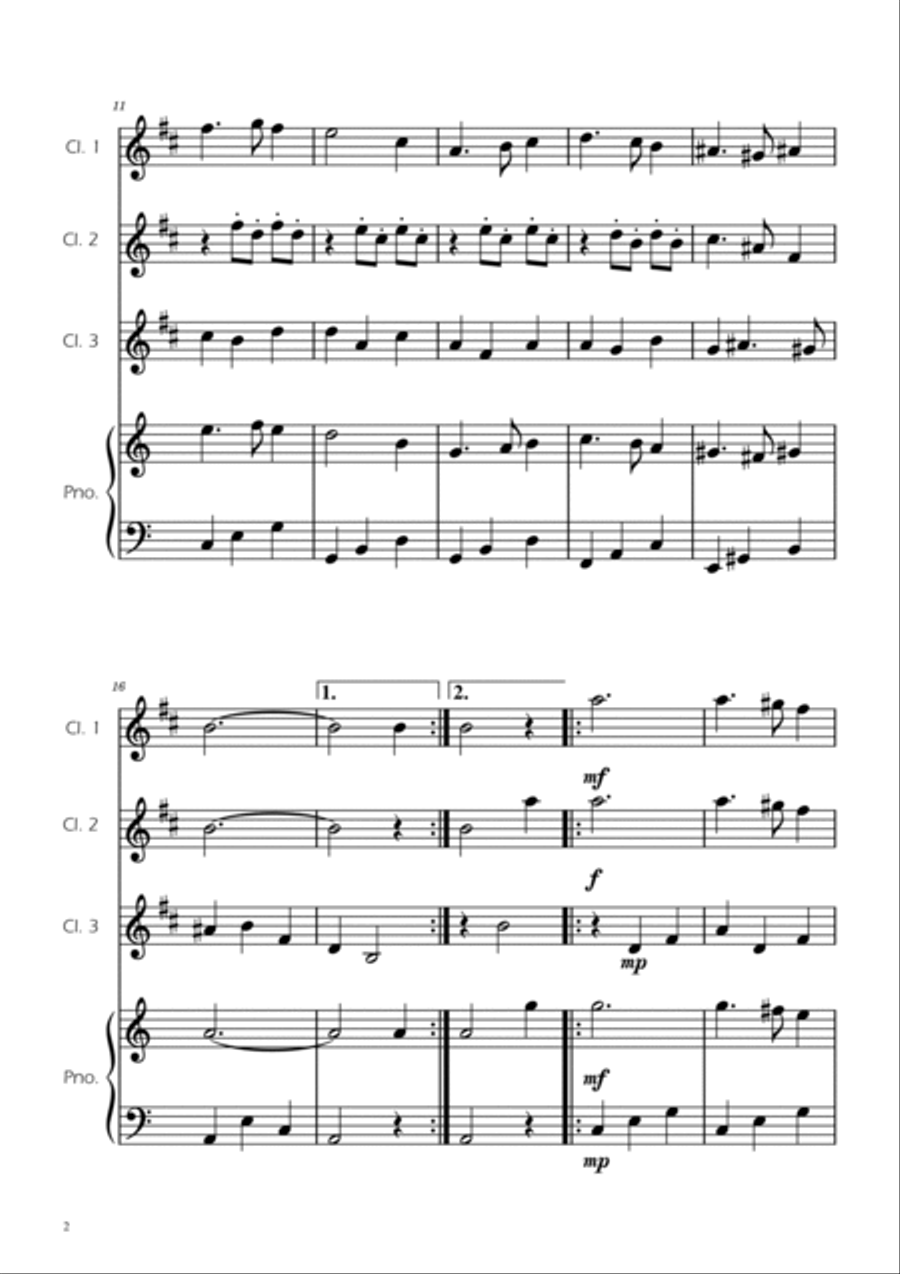 Greensleeves - Clarinet Trio w/ Piano Clarinet Trio scores gallery preview page 3