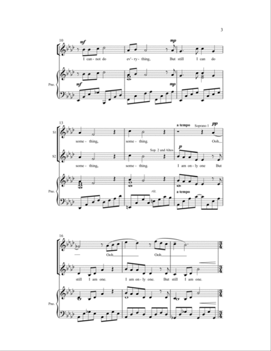 I Am Only One SSA scores gallery preview page 6