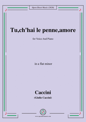 Book cover for Caccini-Tu,ch'hai le penne,amore,in a flat minor,for Voice and Piano
