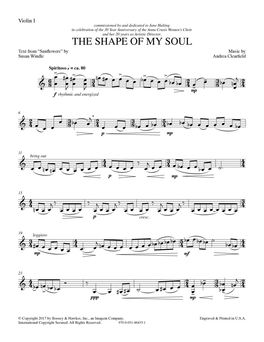 The Shape of My Soul - Violin 1 Choir scores gallery preview page 1