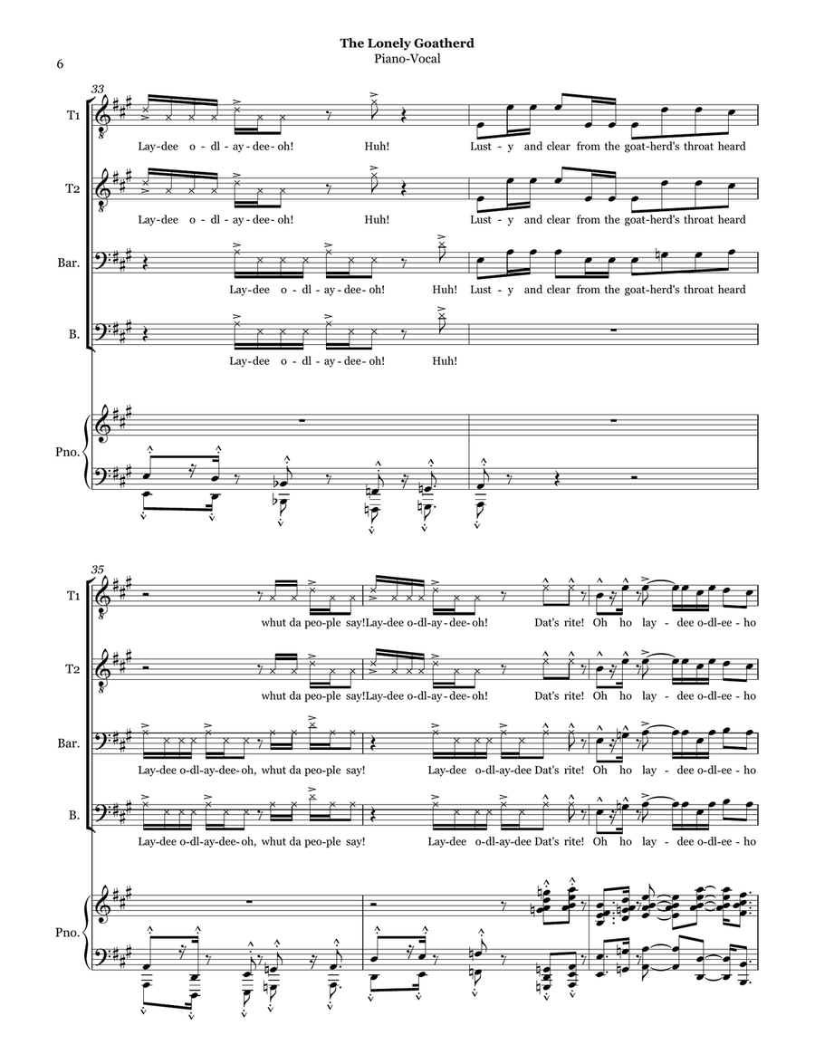 The Lonely Goatherd from the Sound of Music TTBB scores gallery preview page 6