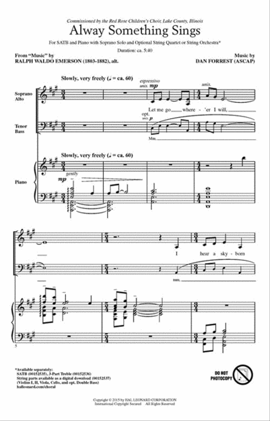 Alway Something Sings 4-Part scores gallery preview page 2