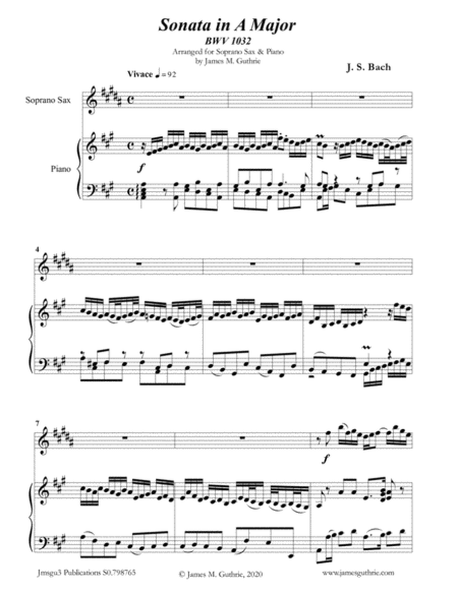 BACH: Sonata BWV 1032 for Soprano Sax & Piano image number null
