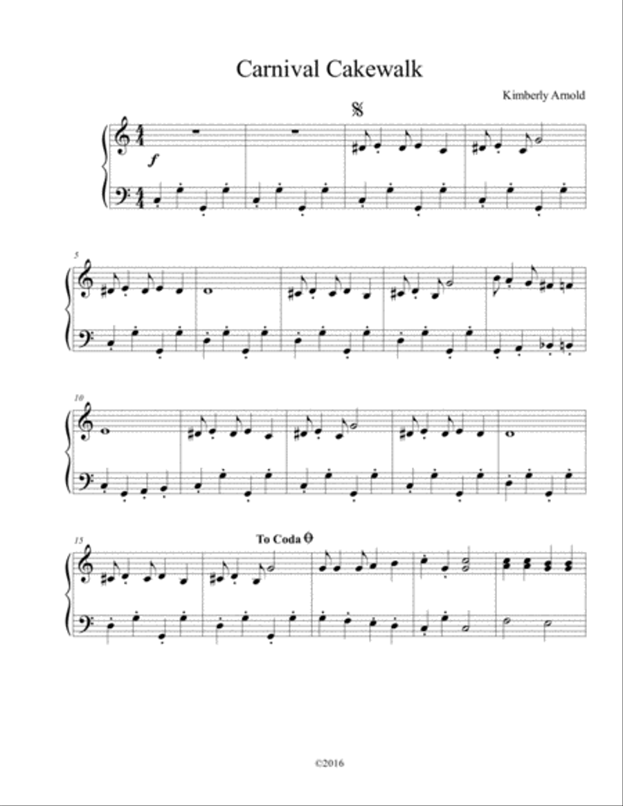 Carnival Cakewalk Piano Solo scores gallery preview page 1