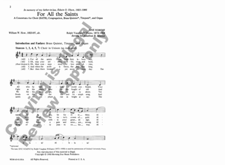 For All the Saints (Choral Score)