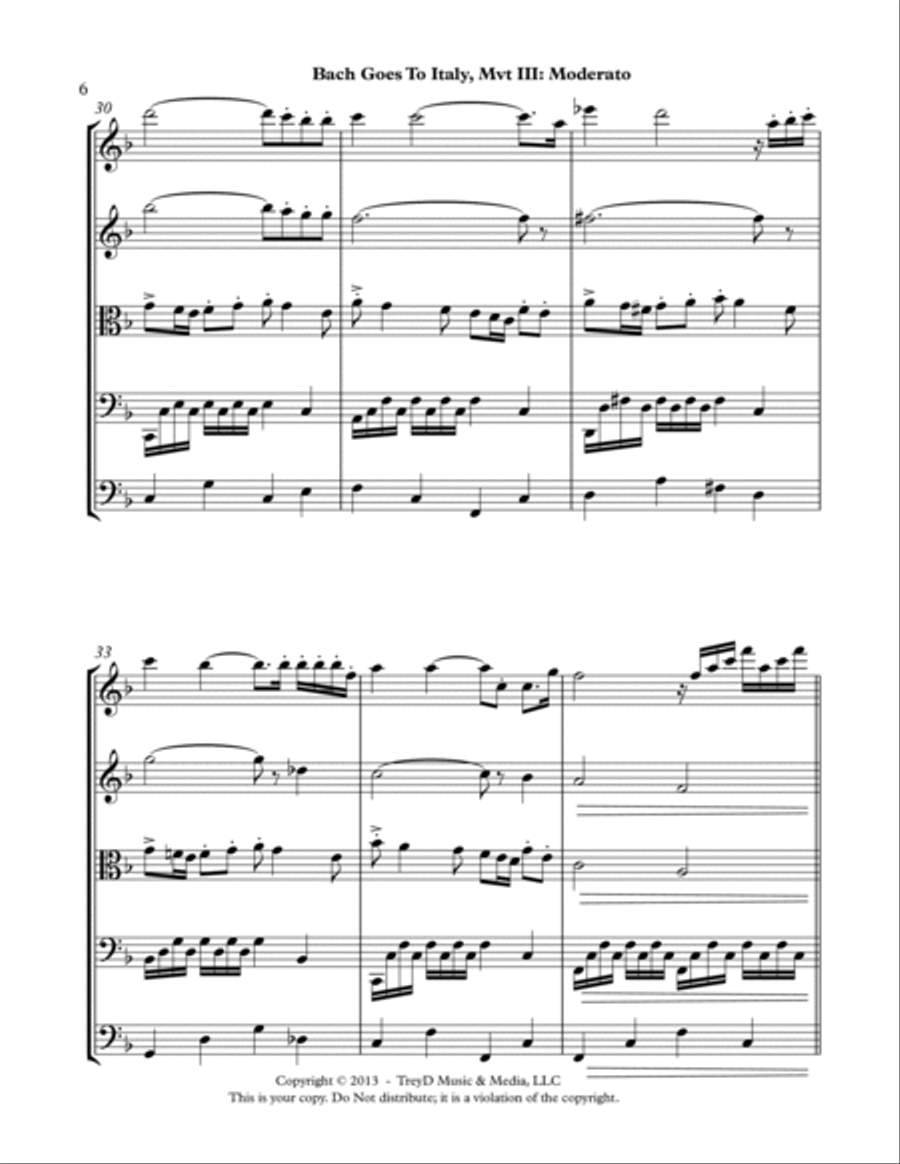 Bach Goes to Italy-mvt 3 String Orchestra scores gallery preview page 6