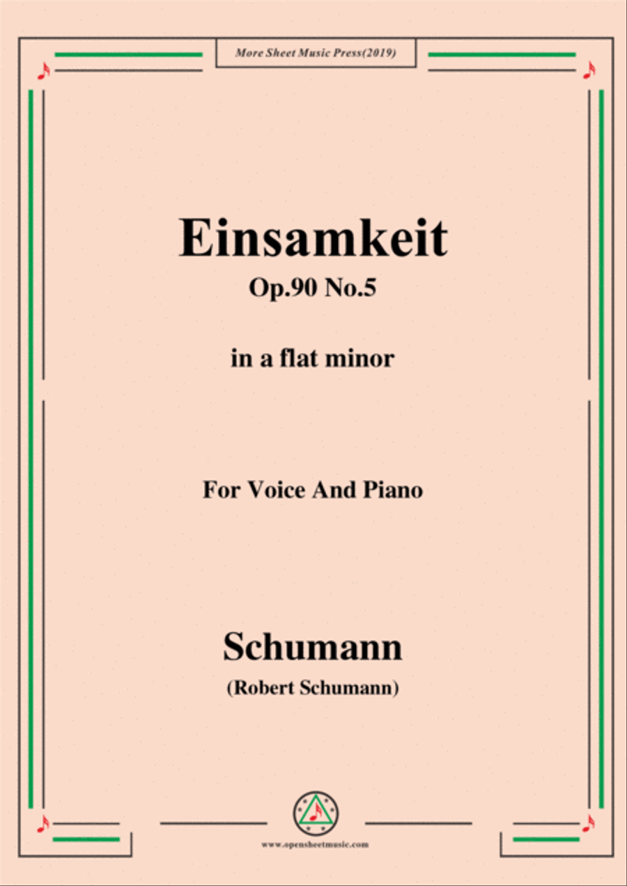 Schumann-Einsamkeit,Op.90 No.5,in a flat minor,for Voice&Piano Voice scores gallery preview page 1