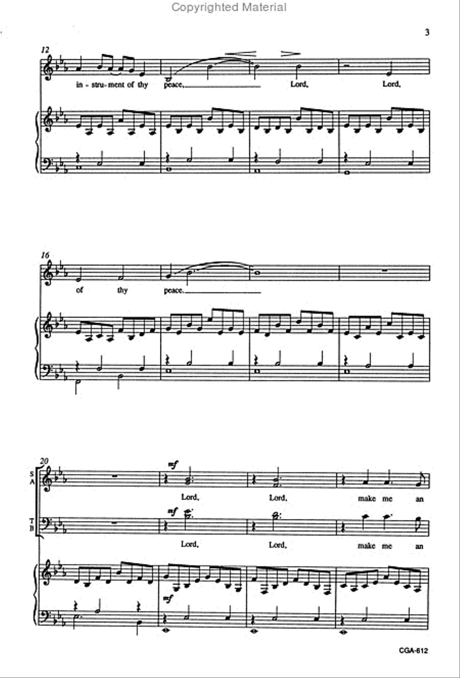 Lord, Make Me an Instrument of Thy Peace 4-Part scores gallery preview page 3