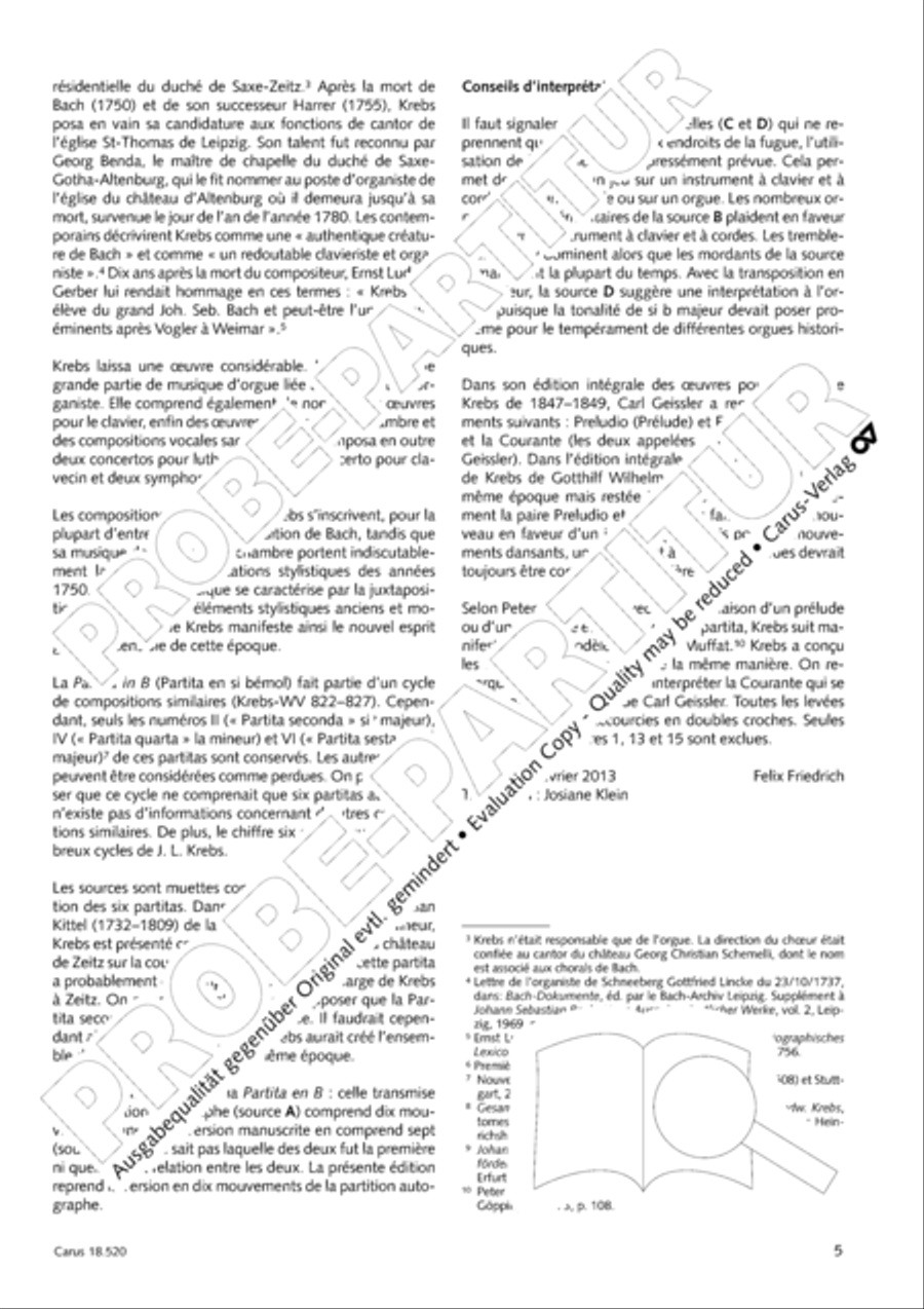 Partita in B flat Major Harpsichord scores gallery preview page 6