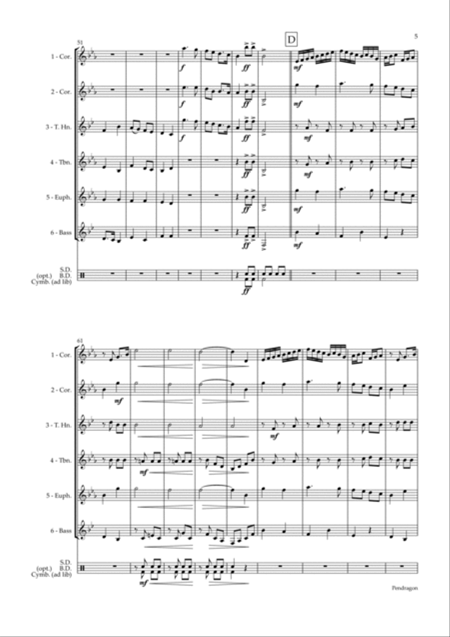 Pendragon - Contest March by George Allan - arranged for brass sextet Brass Ensemble scores gallery preview page 5