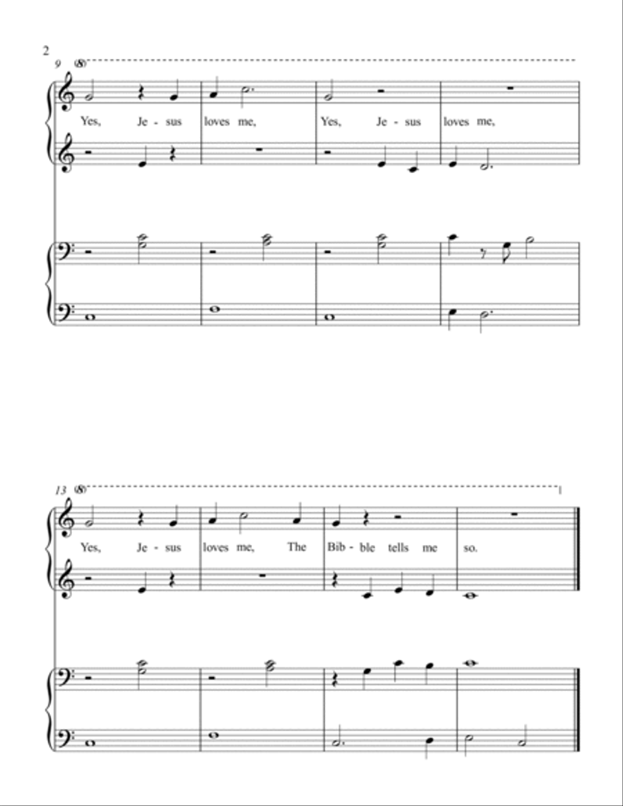 Jesus Loves Me (beginning solo with optional elementary duet) Easy Piano scores gallery preview page 2