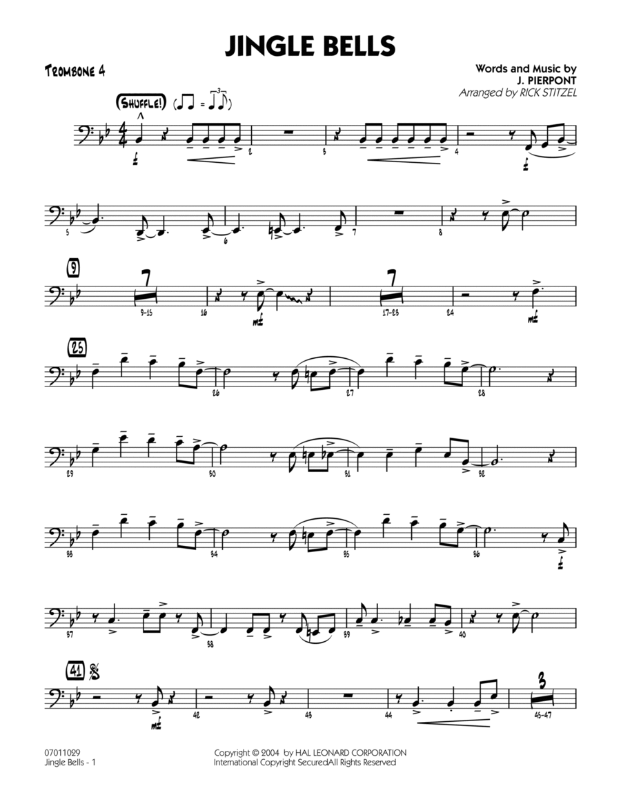 Jingle Bells - Trombone 4 Trombone scores gallery preview page 1