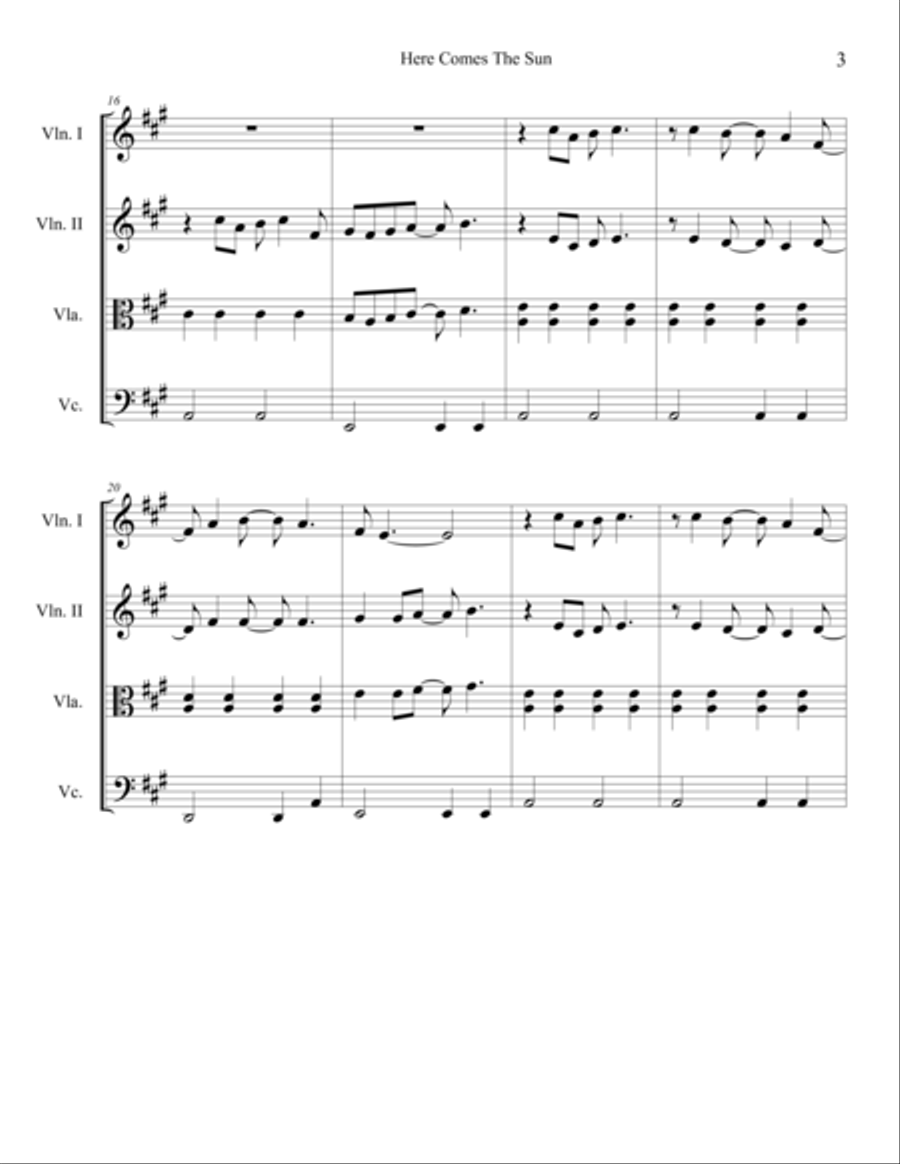 Here Comes The Sun String Quartet scores gallery preview page 4