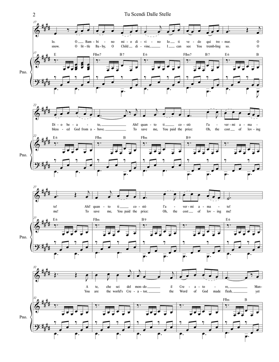 Tu Scendi Dalle Stelle (Vocal Score) 4-Part scores gallery preview page 2