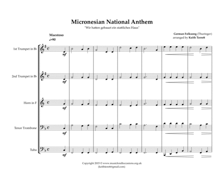 Micronesian National Anthem for Brass Quintet image number null