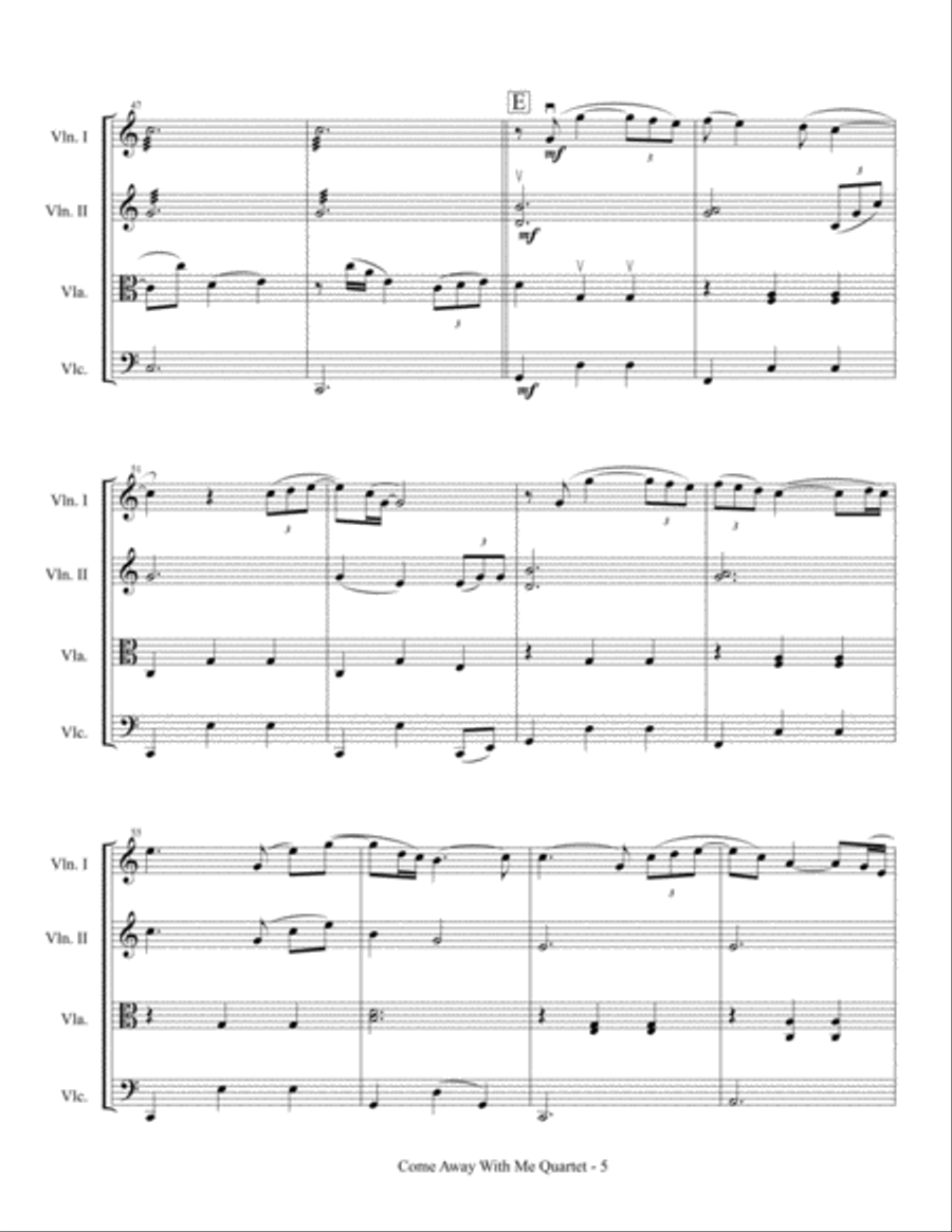 Come Away With Me Come Away With Me String Quartet scores gallery preview page 6