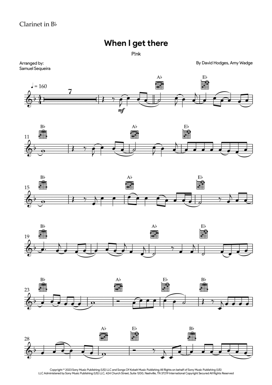When I Get There B-Flat Clarinet scores gallery preview page 1