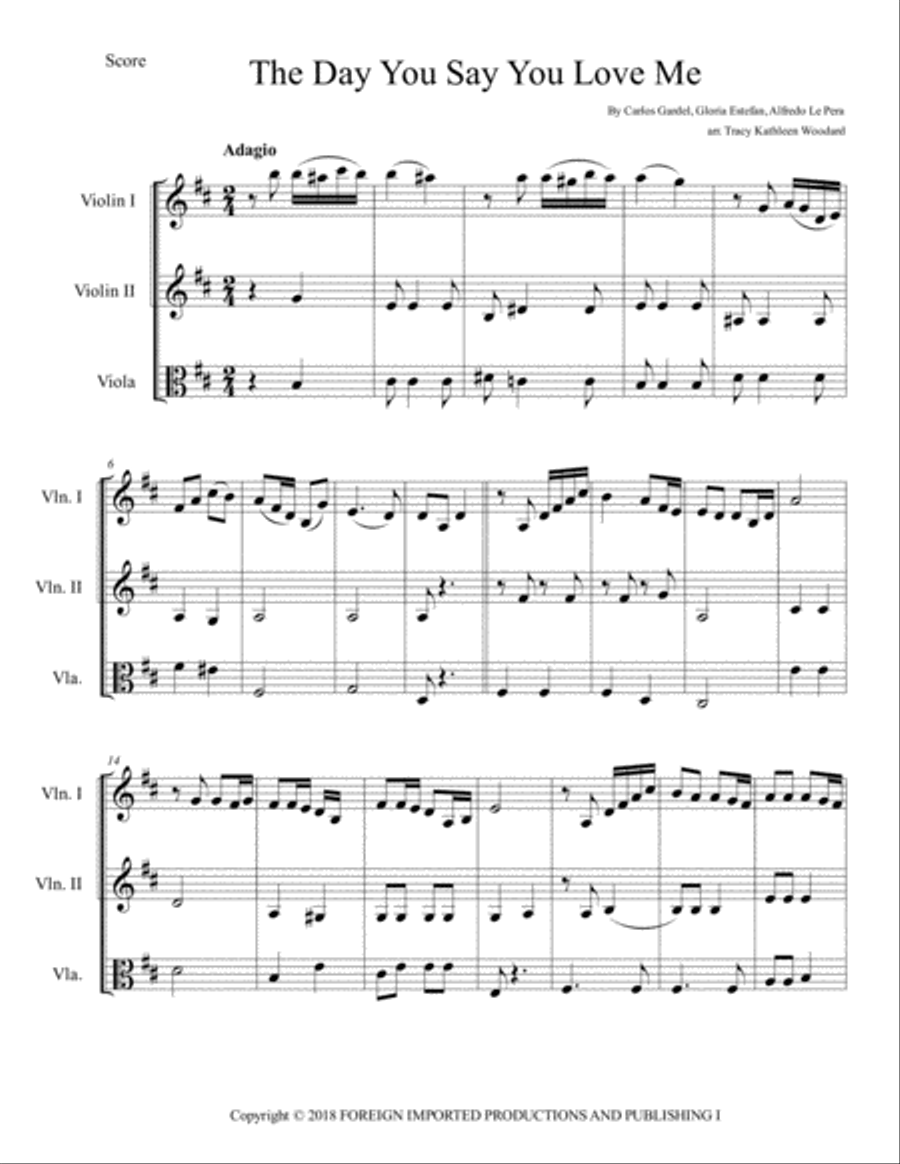 The Day You Say You Love Me String Trio scores gallery preview page 1