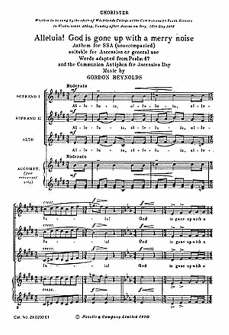 Gordon Reynolds: Alleluia! God Is Gone Up With A Merry Noise SSA scores gallery preview page 1