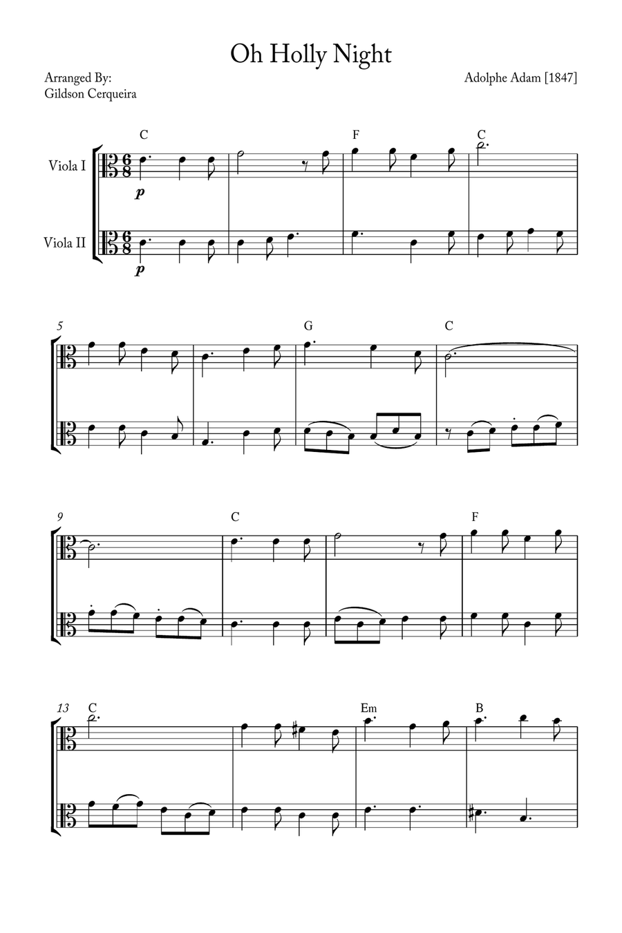 Oh Holy night String Duet scores gallery preview page 1