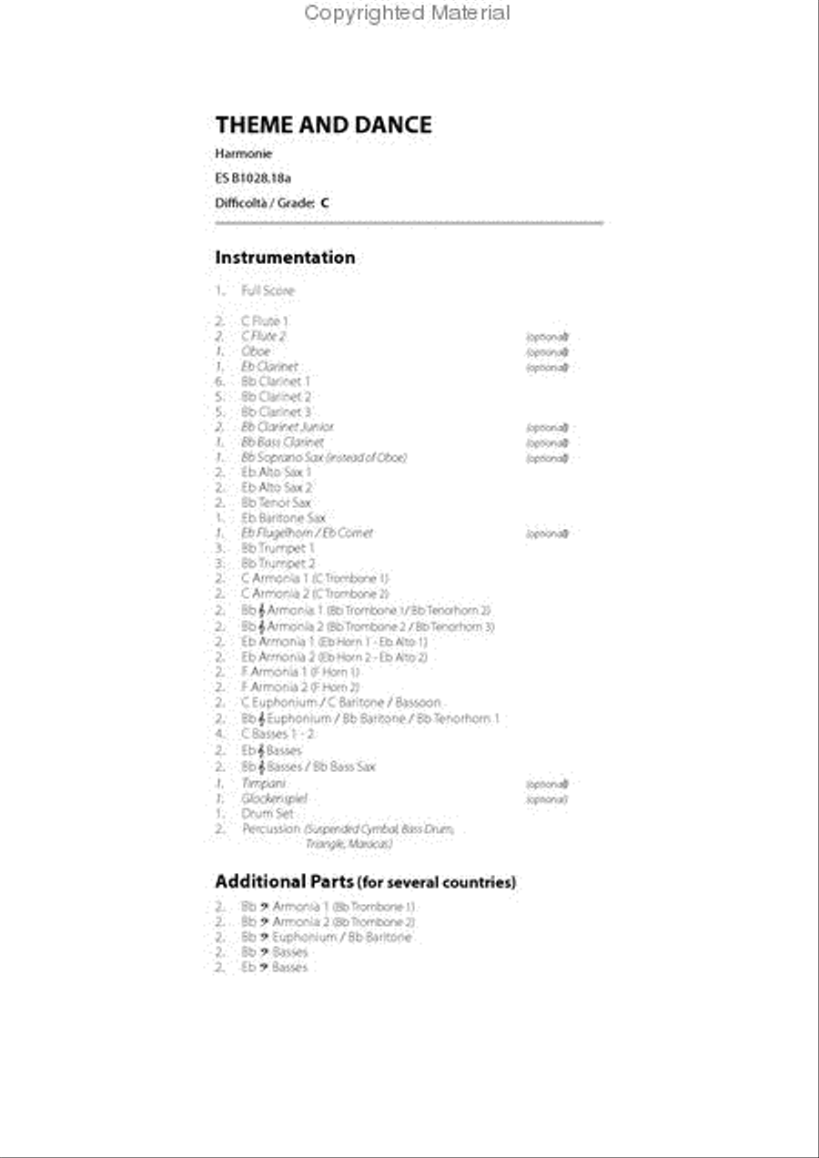 Theme and Dance Theme and Dance Concert Band scores gallery preview page 2