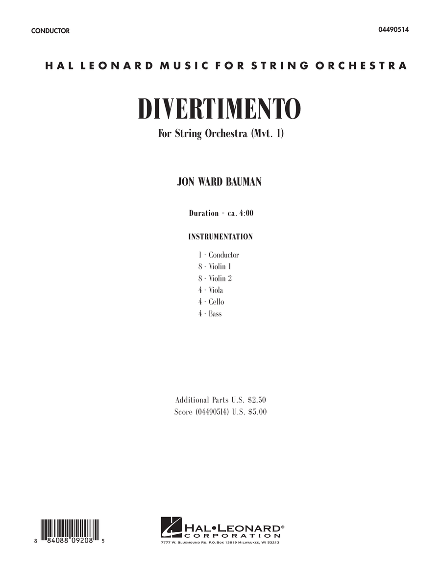 Divertimento for String Orchestra (Mvt. 1)
                        String Orchestra -
                         Digital Sheet Music
                        