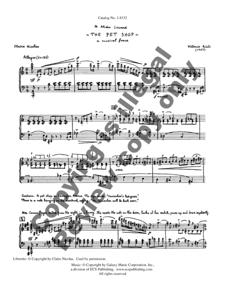 The Pet Shop (Piano/Vocal Score)