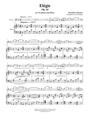 Élégie Opus 44 for Trombone & Piano