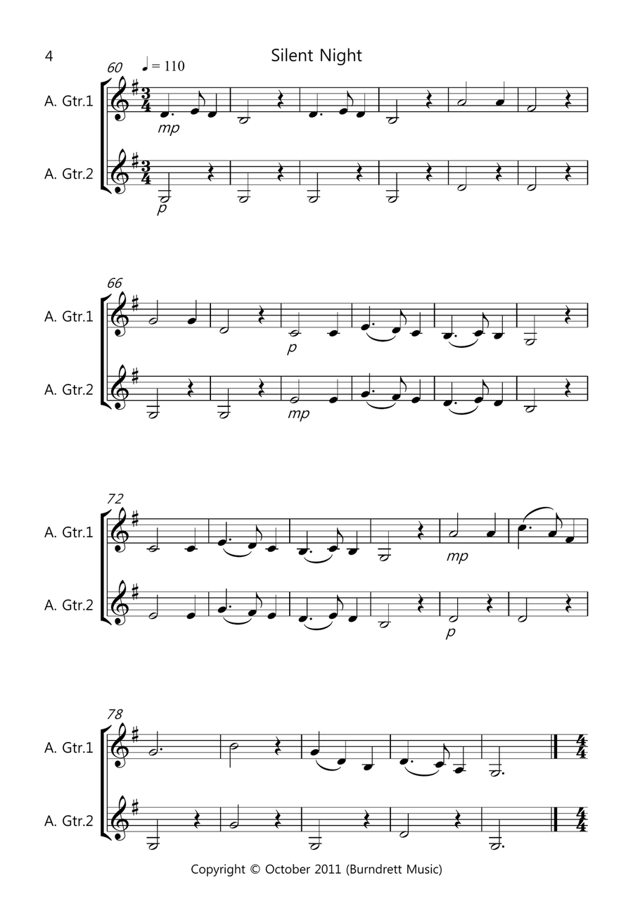 8 Easy Christmas Duets for Guitar Guitar Solo scores gallery preview page 4
