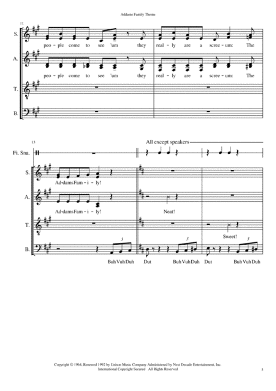Addams Family Theme Addams Family Theme 4-Part scores gallery preview page 3