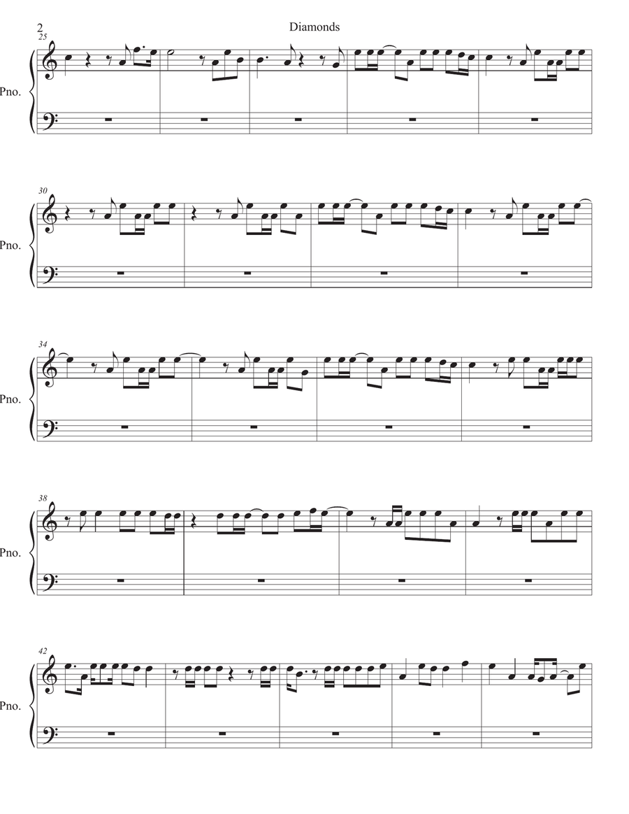 Diamonds Diamonds Easy Piano scores gallery preview page 2