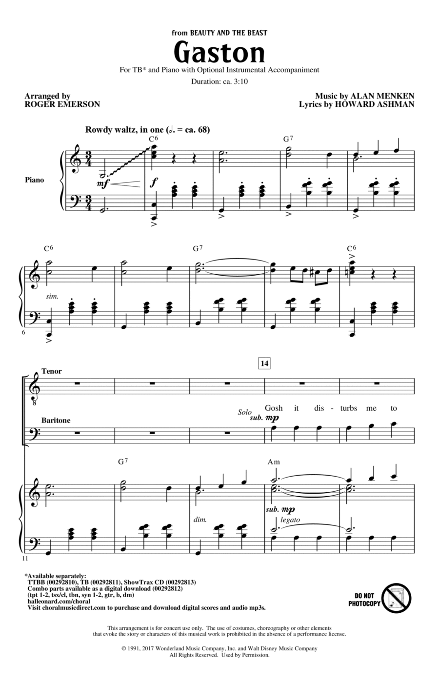 Gaston (from Beauty and The Beast) (arr. Roger Emerson) TB scores gallery preview page 1