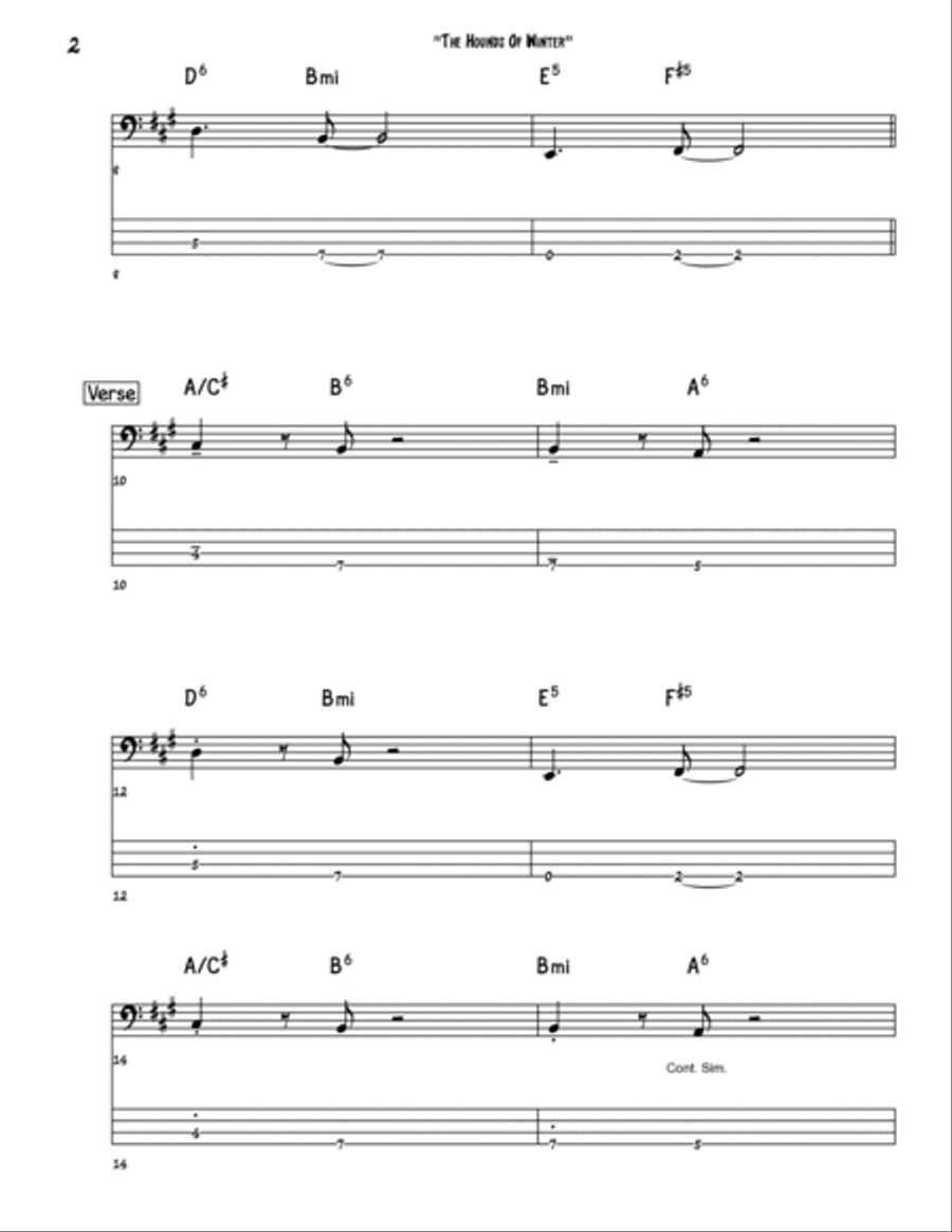 The Hounds Of Winter Bass Guitar scores gallery preview page 2