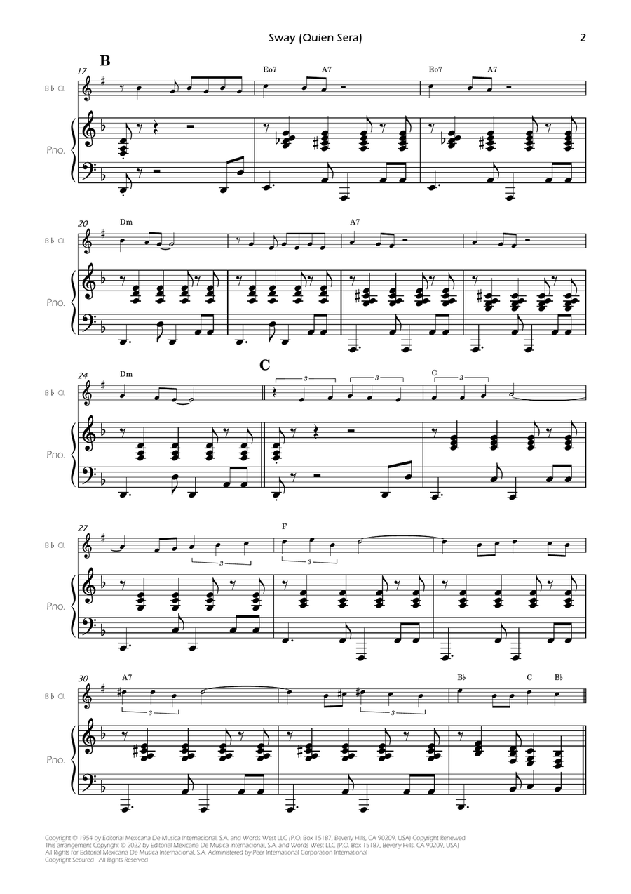 Sway (quien Sera) Sway (quien Sera) B-Flat Clarinet scores gallery preview page 4