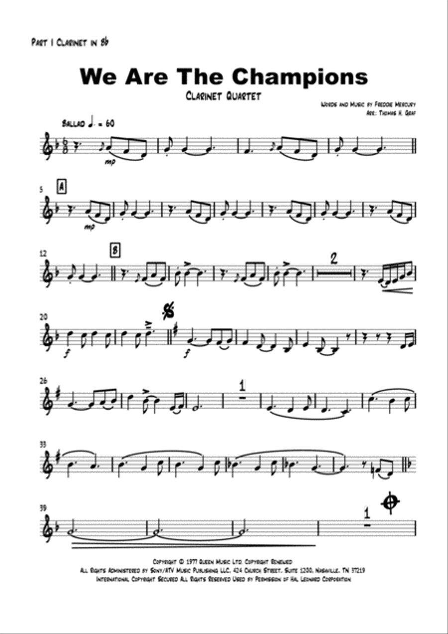 We Are The Champions Woodwind Quartet scores gallery preview page 5