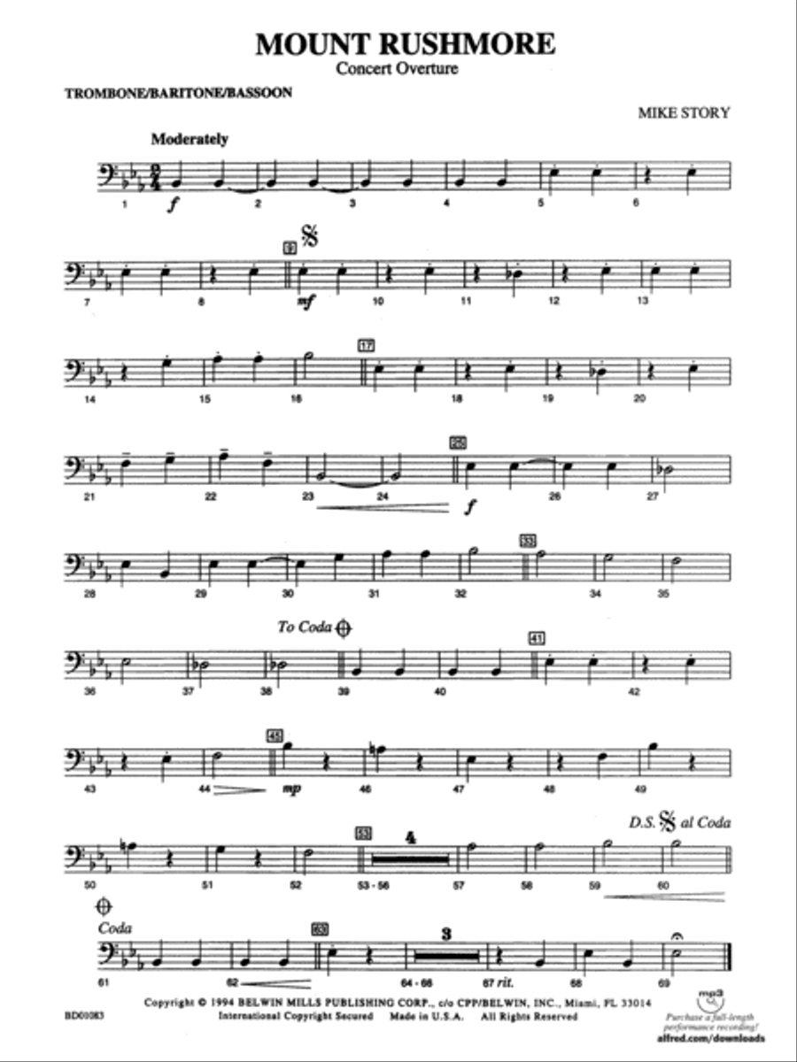 Mount Rushmore: 1st Trombone Concert Band scores gallery preview page 1