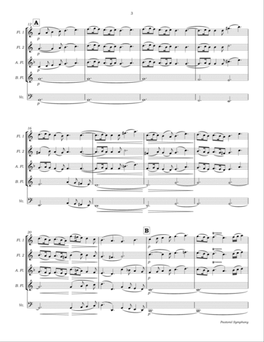 Pastoral Symphony from Messiah for Flute Choir Flute Choir scores gallery preview page 6