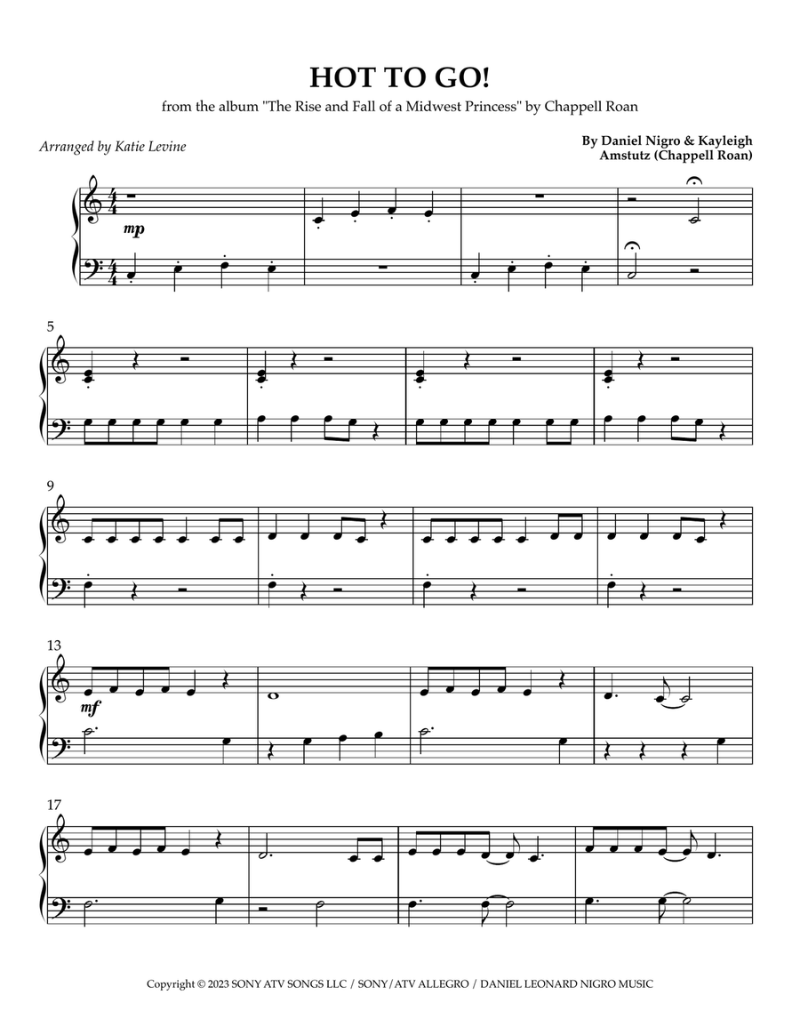 Hot To Go Easy Piano scores gallery preview page 1