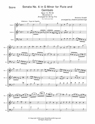 Book cover for Vivaldi, A. - Sonata No. 1 Mvt. 2 for Two Violins and Cello