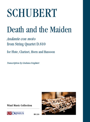 Book cover for Death and the Maiden. Andante con moto from String Quartet D.810 for Flute, Clarinet, Horn and Bassoon