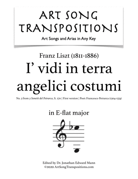 LISZT: I' vidi in terra, S. 270 (first version, transposed to E-flat major)