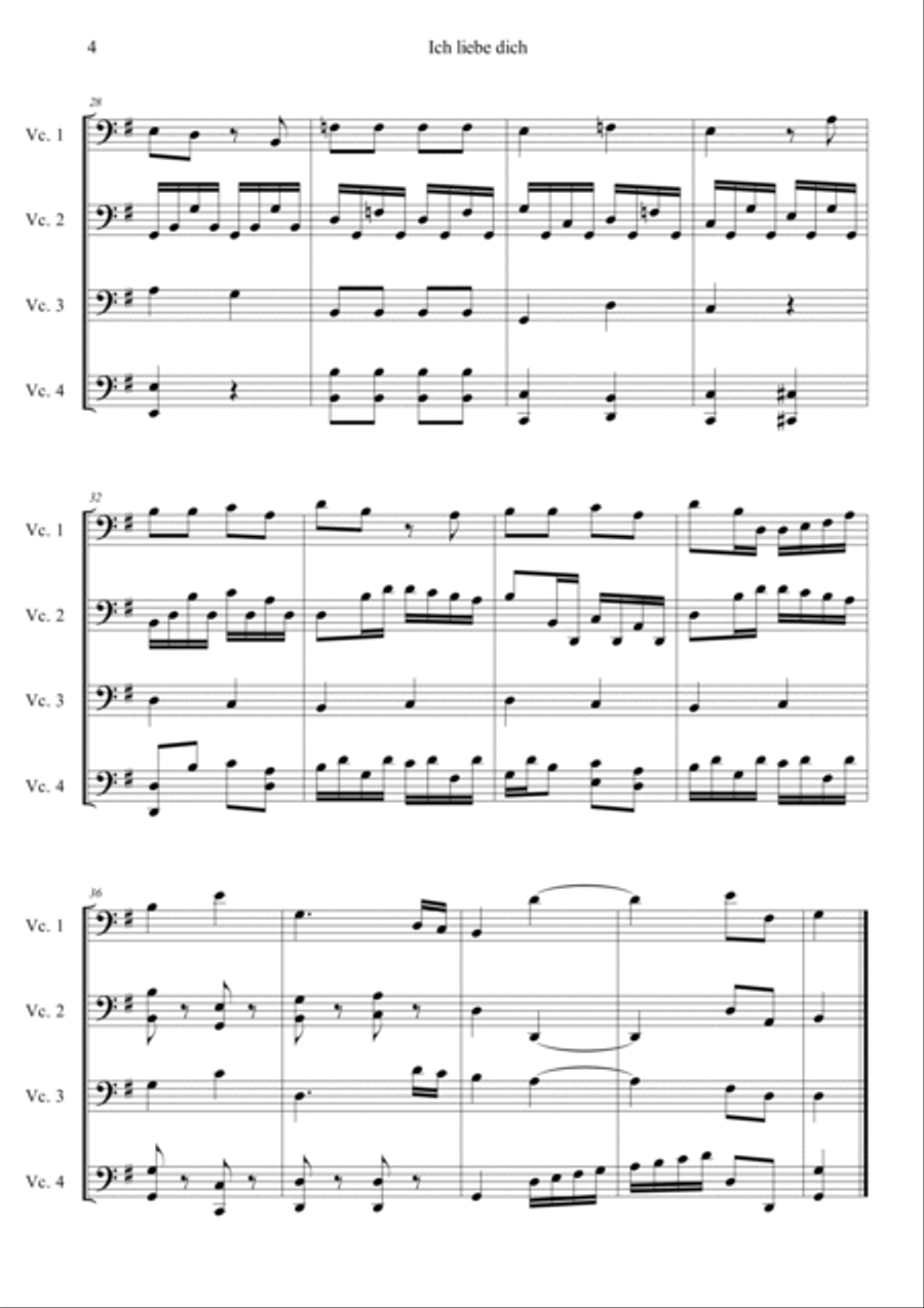 Ich Liebe Dich Cello scores gallery preview page 4